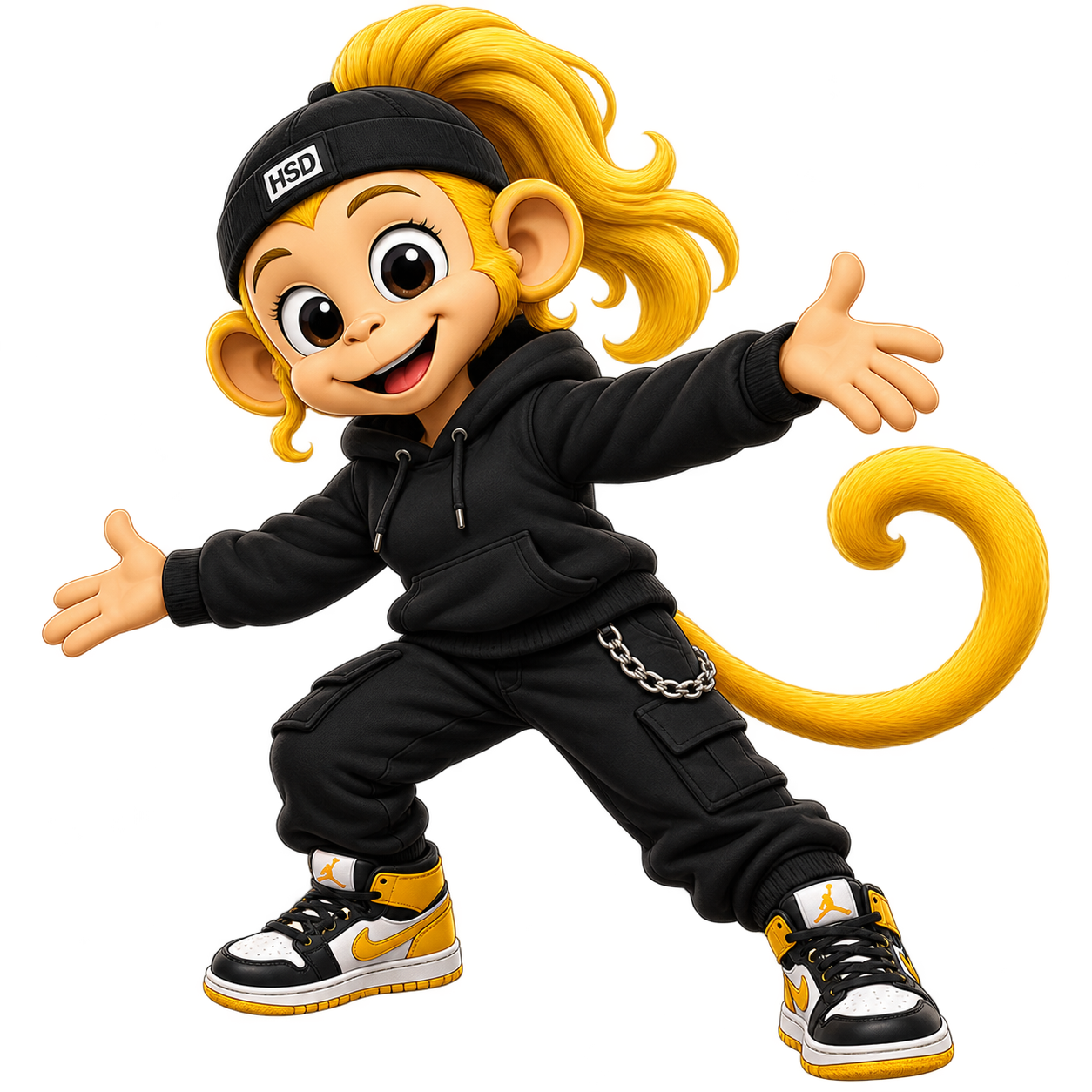 A member of the Hear See Do monkey crew